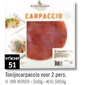 Promoties Tonijncarpaccio voor 2 pers - Van Wijnen - Geldig van 02/02/2010 tot 27/02/2010 bij O'Cool