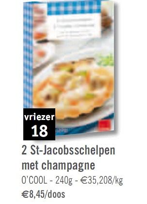 Promoties 2 St-Jacobsschelpen met champagne - Diepvries afdeling - Geldig van 02/02/2010 tot 27/02/2010 bij O'Cool