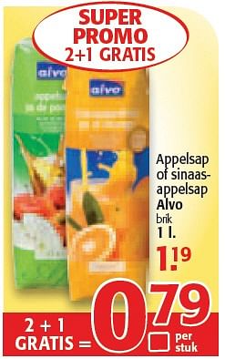 Promoties Appelsap of sinaasappelsap - Huismerk - Alvo - Geldig van 03/02/2010 tot 16/02/2010 bij Alvo