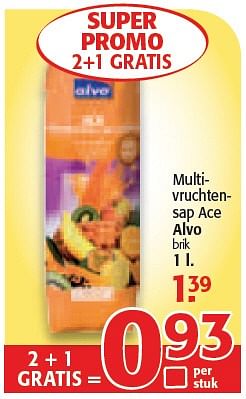 Promoties Multivruchtensap Ace - Huismerk - Alvo - Geldig van 03/02/2010 tot 16/02/2010 bij Alvo