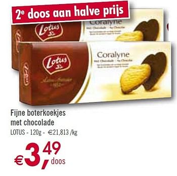 Promotions Fijne boterkoekjes met chocolade - Lotus Bakeries - Valide de 09/02/2010 à 20/02/2010 chez O'Cool