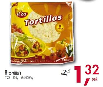 Promoties 8 tortilla’s - It'za - Geldig van 09/02/2010 tot 20/02/2010 bij O'Cool