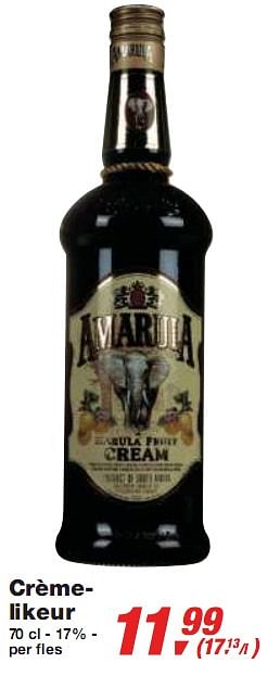 Promoties Crèmelikeur - Amarula - Geldig van 10/02/2010 tot 23/02/2010 bij Makro