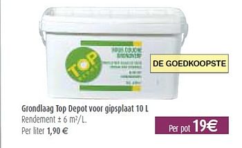 Promoties Grondlaag Top Depot voor gipsplaat 10 L - Huismerk - BricoPlanit - Geldig van 10/02/2010 tot 08/03/2010 bij BricoPlanit