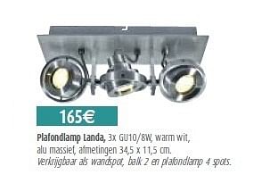Promoties Plafondlamp Landa, - Huismerk - BricoPlanit - Geldig van 10/02/2010 tot 08/03/2010 bij BricoPlanit