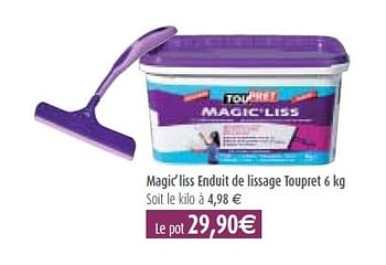 Promotions Magic’liss Enduit de lissage Toupret 6 kg - Produit maison - BricoPlanit - Valide de 10/02/2010 à 08/03/2010 chez BricoPlanit
