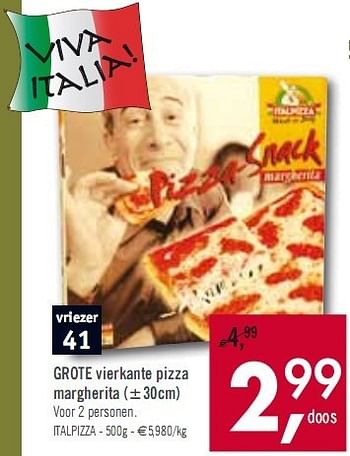 Promoties Grot e vierkante pizza margherita - Diepvries afdeling - Geldig van 23/02/2010 tot 06/03/2010 bij O'Cool