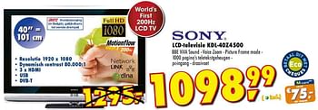 Promoties LCD-televisie  - Sony - Geldig van 24/02/2010 tot 09/03/2010 bij Makro