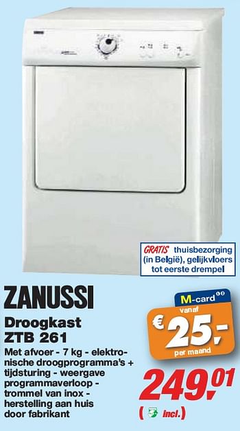 Promotions Droogkast  - Zanussi - Valide de 24/02/2010 à 09/03/2010 chez Makro