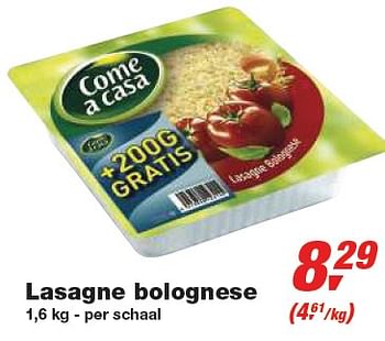 Promoties Lasagne bolognese - Come a Casa - Geldig van 24/02/2010 tot 09/03/2010 bij Makro