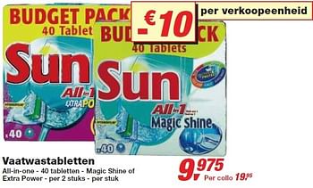 Promotions Vaatwastabletten - Sun - Valide de 24/02/2010 à 09/03/2010 chez Makro