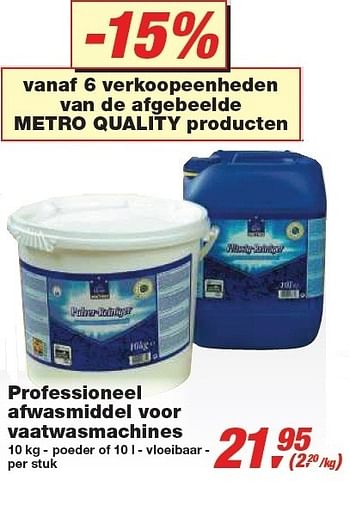 Promotions Professioneel afwasmiddel voor vaatwasmachines - Produit maison - Makro - Valide de 24/02/2010 à 09/03/2010 chez Makro