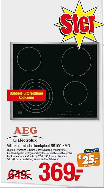 Promoties Vitrokeramische kookplaat  - AEG - Geldig van 24/02/2010 tot 09/03/2010 bij Makro