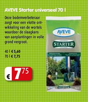Promoties AVEVE Starter universeel 70 l - Huismerk - Aveve - Geldig van 24/02/2010 tot 06/03/2010 bij Aveve