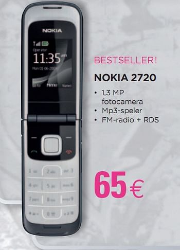 Promoties Noki a 2720 - Nokia - Geldig van 24/02/2010 tot 15/03/2010 bij ALLO Telecom