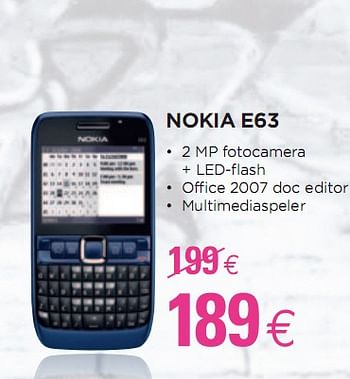 Promoties NOKIA E63 - Nokia - Geldig van 24/02/2010 tot 15/03/2010 bij ALLO Telecom