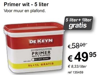 Promoties Primer wit - 5 liter - De keyn - Geldig van 01/03/2010 tot 28/03/2010 bij Freetime