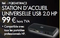 Promotions Station d’acc ueil UNIVERSELLE USB 2.0 HP - HP - Valide de 01/03/2010 à 31/03/2010 chez Auva