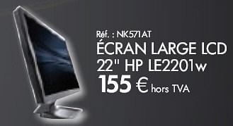 Promotions Écran large LCD 22 HP LE2201w - HP - Valide de 01/03/2010 à 31/03/2010 chez Auva