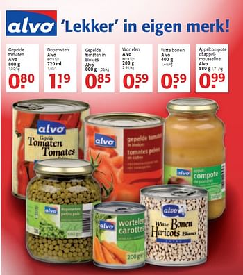 Promoties Gepelde tomaten - Huismerk - Alvo - Geldig van 03/03/2010 tot 16/03/2010 bij Alvo