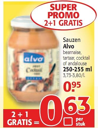 Promoties Sauzen - Huismerk - Alvo - Geldig van 03/03/2010 tot 16/03/2010 bij Alvo