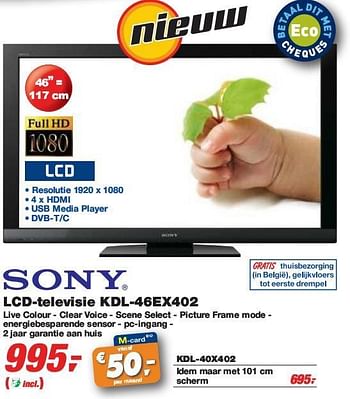 Promotions LCD-televisie - Sony - Valide de 10/03/2010 à 23/03/2010 chez Makro