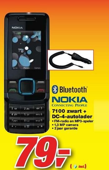 Promoties NOKIA 7100 zwart + DC-4-autolader - Nokia - Geldig van 10/03/2010 tot 23/03/2010 bij Makro
