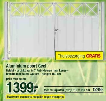 Ijzig sterk deuropening Huismerk - Makro Aluminium poort Geel - Promotie bij Makro