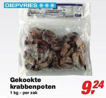 Promotions Gekookte krabbenpoten - Produit maison - Makro - Valide de 10/03/2010 à 23/03/2010 chez Makro