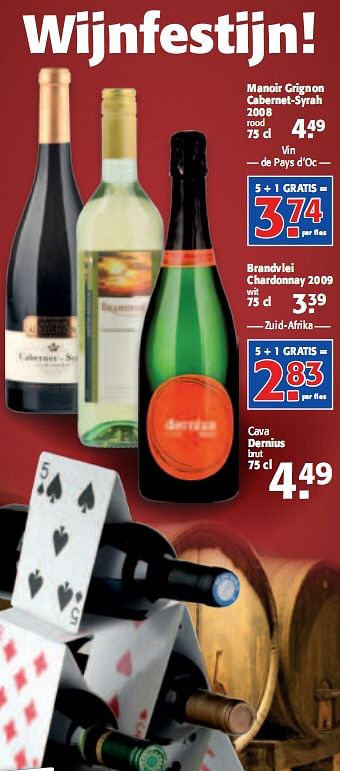 Promoties Manoir Grignon Cabernet-Syrah 2008 - Rode wijnen - Geldig van 17/03/2010 tot 30/03/2010 bij Alvo