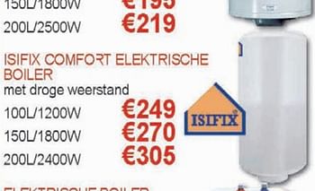 Promoties Comfort elektrische boiler - Isifix - Geldig van 18/03/2010 tot 31/03/2010 bij Cevo Market