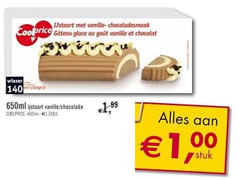 Promoties ijstaart vanille-chocolade - Coolprice - Geldig van 23/03/2010 tot 03/04/2010 bij O'Cool
