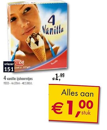 Promoties vanille ijshoorntjes - Ysco - Geldig van 23/03/2010 tot 03/04/2010 bij O'Cool