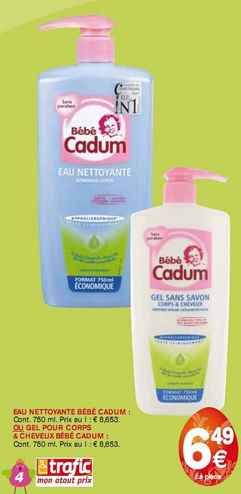 Promotion Trafic Eau Nettoyante Bebe Cadum Produit Maison Trafic Bebe Et Grossesse Valide Jusqua 4 Promobutler