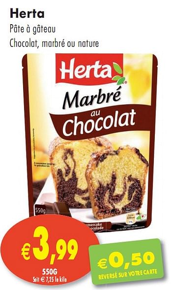 Herta Pate A Gateau Chocolat Marbre Ou Nature En Promotion Chez Intermarche