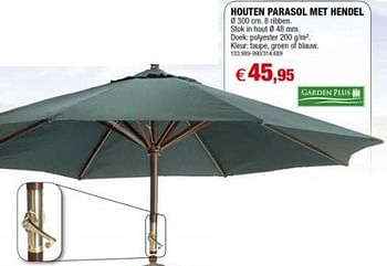Melodieus Voorouder Geologie Garden Plus Houten parasol met hendel - Promotie bij Hubo