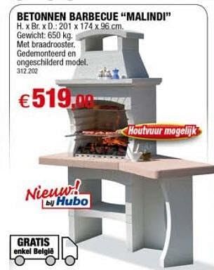 Promoties Betonnen barbecue malindi - Huismerk - Hubo  - Geldig van 07/04/2010 tot 30/06/2010 bij Hubo