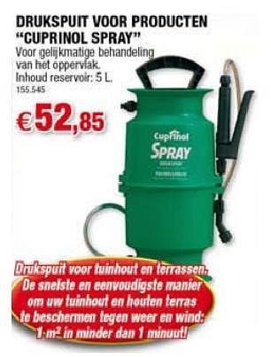 Promotions Drukspuit voor producten spray - Cuprinol - Valide de 07/04/2010 à 30/06/2010 chez Hubo