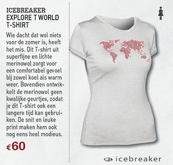 Promoties EXPLORE T WORLD T-SHIRT - Icebreaker - Geldig van 12/04/2010 tot 30/04/2010 bij A.S.Adventure