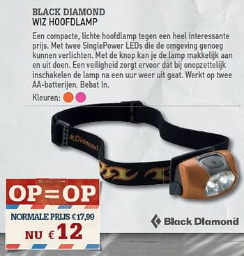 Promoties WIZ HOOFDLAMP - Black Diamond - Geldig van 12/04/2010 tot 30/04/2010 bij A.S.Adventure