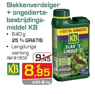 Promotions Slakkenverdelger + ongediertebestrijdingsmiddel - KB - Valide de 26/04/2010 à 22/05/2010 chez Group Meno