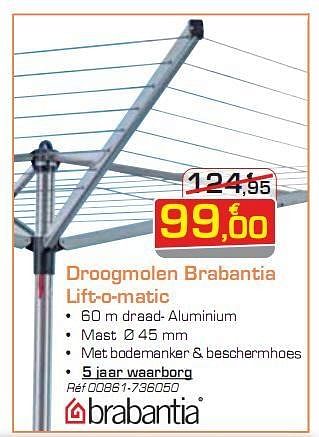 Promoties Droogmolen brabantia lift-o-matic - Brabantia - Geldig van 26/04/2010 tot 22/05/2010 bij Group Meno