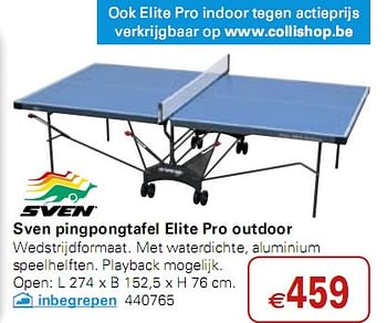 Sven pingpongtafel Elite Pro outdoor - Promotie
