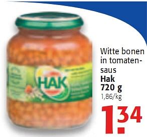 Promoties Witte bonen in tomatensaus - Hak - Geldig van 28/04/2010 tot 11/05/2010 bij Alvo