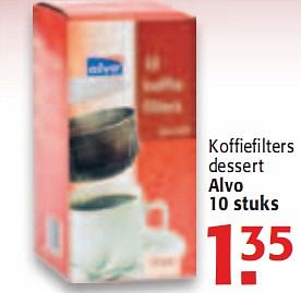 Promoties Koffiefilters dessert - Huismerk - Alvo - Geldig van 28/04/2010 tot 11/05/2010 bij Alvo