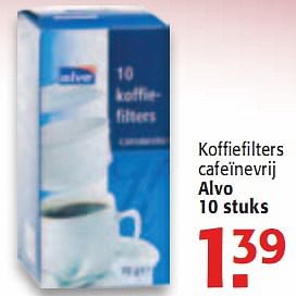 Promoties Koffiefilters cafeïnevrij - Huismerk - Alvo - Geldig van 28/04/2010 tot 11/05/2010 bij Alvo