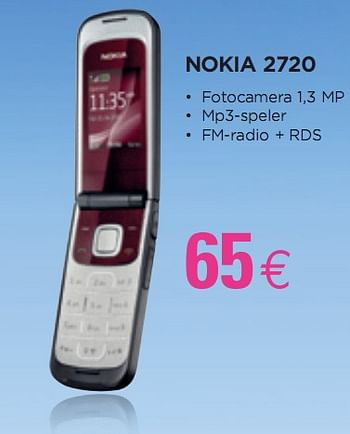 Promoties Nokia 2720 - Nokia - Geldig van 28/04/2010 tot 15/05/2010 bij ALLO Telecom