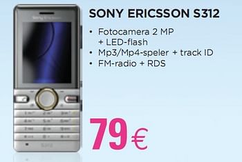 Promoties Sony ericsson s312 - Sony Ericsson - Geldig van 28/04/2010 tot 15/05/2010 bij ALLO Telecom
