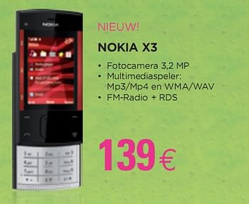 Promoties Nokia x3 - Nokia - Geldig van 28/04/2010 tot 15/05/2010 bij ALLO Telecom