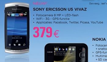Promoties Sony ericsson u5 vivaz - Sony Ericsson - Geldig van 28/04/2010 tot 15/05/2010 bij ALLO Telecom